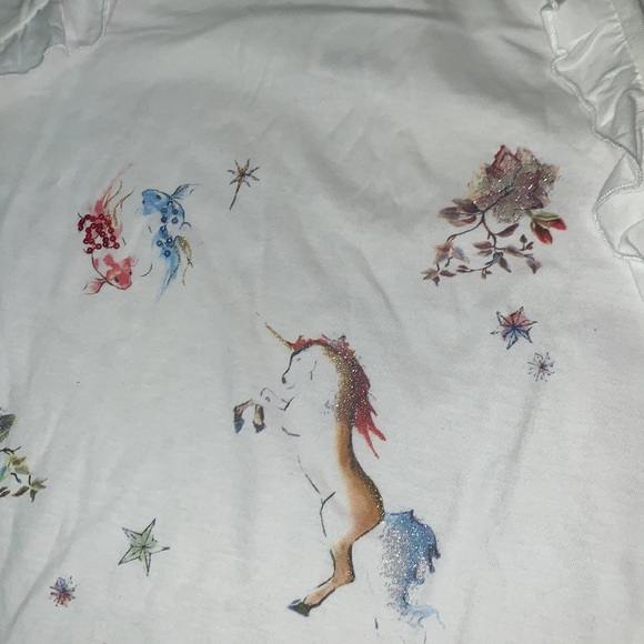 NWT girls cream unicorn glitter sequin top from NEXT Sz 12 years - Picture 2 of 10